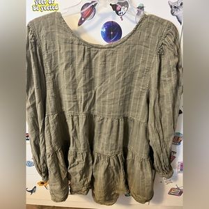 Dark Green Long Sleeve American Eagle Shirt w/ Open Back